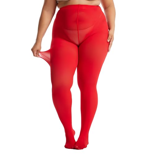 Image of Frola Plus Size Tights for Women Semi Opaque Control Top High Waist Stockings 60 Denier Women's Pantyhose 2X 3X 4X 5X