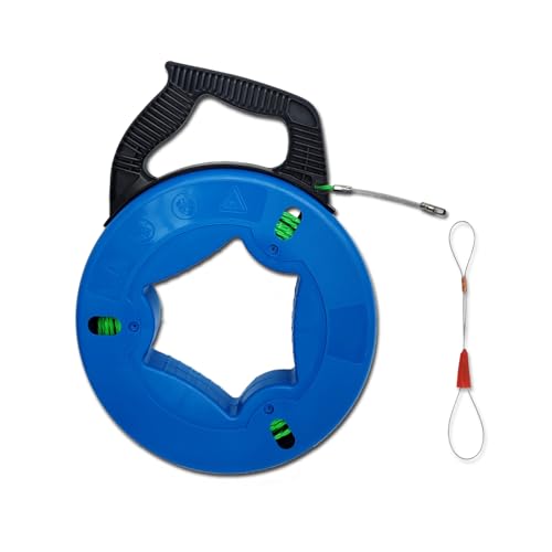 Tire-Fil Électrique en PET 4,5mm 25m, Aiguille de Tirage de Câble Résistante à la Cassse avec Étui, Outil Polyvalent pour Conduits Électriques, LAN et...