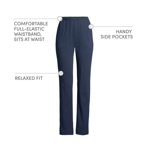 Image of Lands' End Women's Relaxed Fit Sport Knit High Rise Pants - Soft Cotton Pull-On with Elastic Waist