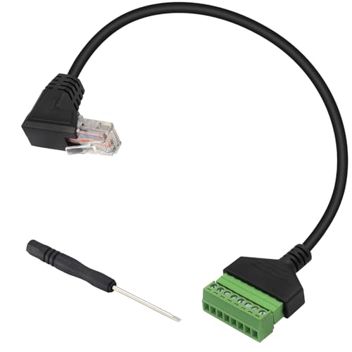 Image of RUNCCI-YUN RJ45 Male to 8 Pin Screw Terminal, RJ45 /8P 8C Ethernet Cable Extender RJ45 to 8Pin solderless Cable for AV CCTV DVR Cat6 Cat6e Cat5 RJ45 Male Plug (30cm bent upwards 90 Degree)