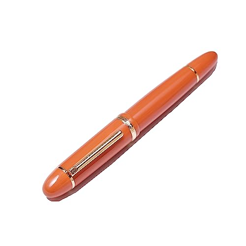 Image of SCHMIDT X159 Fountain Pen Fine Nib Gold and silver Trim for Writing and Calligraphy with Refill Ink Converter (orange (Gold trim))