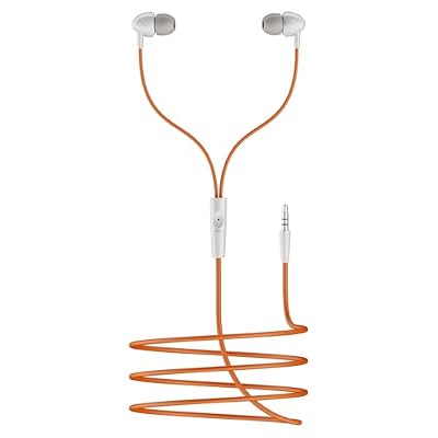 boAt Bassheads 211 Wired Earphones with 10mm Drivers, Signature Sound, in-Line Microphone, 3.5mm Jack, Voice Assistant & 120cm Cables (Off White Orange)