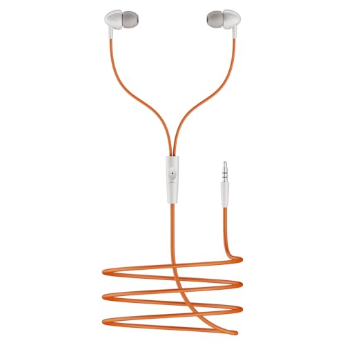 Image of boAt Bassheads 211 Wired Earphones with 10mm Drivers, Signature Sound, in-Line Microphone, 3.5mm Jack, Voice Assistant & 120cm Cables (Off White Orange)