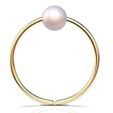 Tiny Gold Hoop Earring- 20G Pearl Cartilage Earring- 8mm Gold Filled Helix Hoop Earring