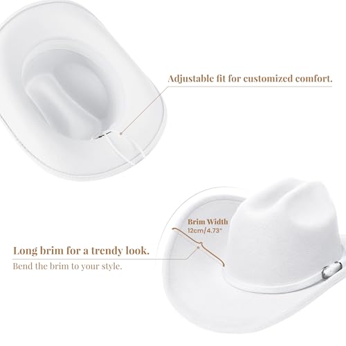 Image of Cowboy Hats for Women and Men with Wide Brim Felt Western Hats for Cowgirls and Cowboys