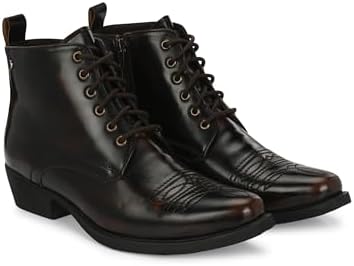 Delize Men’s Vegan Leather, Cuban Heeled, Cowboy Ankle Derby Boots 63658