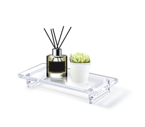 Chivalral Acrylic Bathroom Counter Tray: Water-Resistant Kitchen and Bathroom Tray Countertop Decor,Perfect for Soap Dish,Vanity,Plant,Candle Decor,and Riser Organizer-Small
