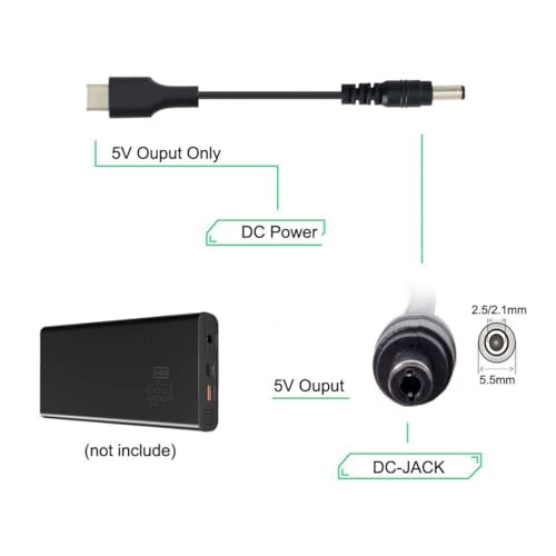 chenyang - Extension cable to charge a MacBook with USB-C 3.1 from a wall outlet 5.5 V DC/2.5 mm - 20 cm, 5.5*2.5mm BLACK, 20cm - Image 3