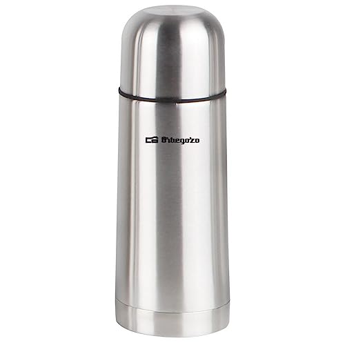 Orbegozo TRL 360 - Termo para líquidos, temperatura fría o caliente, fabricado en acero inoxidable, tapón con pulsador dosificador, 350 ml