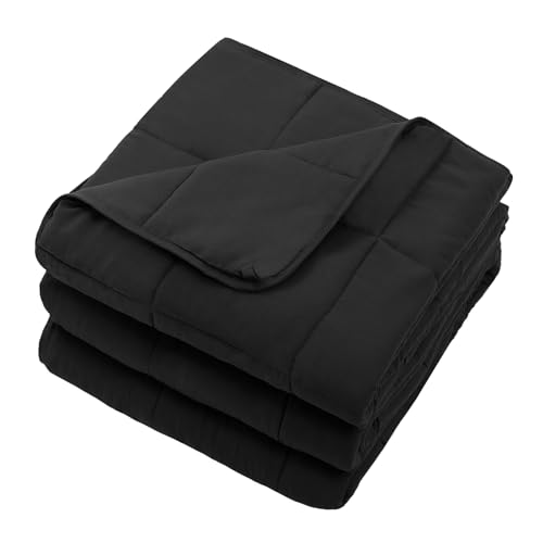Image of Weighted Blanket for Adults 20lbs, 60 inchx80 inch, Queen Size Cooling Heavy Throw Blanket for 180-220lbs, Microfiber Soft Thick Big Blankets Weighted Comforter Breathable Gift for Sleeping, Black