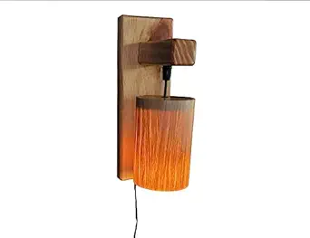 Colouraftic Wooden Wall Light Vintage Classic Wall Lamp for Bedside Bedroom, Hall Way Living Room, Wall Hanging Downlight Lantern Lamp Home Decor Wall Hanging New Decorative Item, Easy Installation, Handcrafted with American Pinewood & Natural Veneer (Beige, Pack of 1)