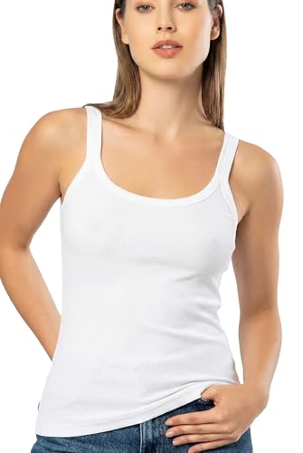Image of VAVONNE Lace Camisole Tank Tops for Women, Soft Stretch Ribbed Cotton Cami