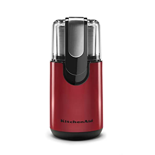 KitchenAid BCG111ER Blade Coffee Grinder - Empire Red, 4 oz & Bcgsga Spice Grinder Accessory Kit, Stainless Steel 2 oz, Silver
