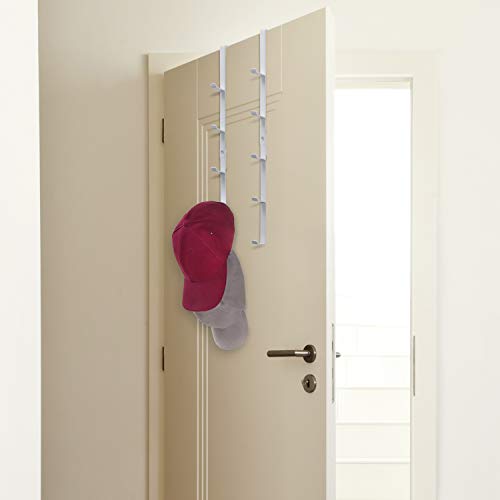Modern White Metal Over-The-Door Hat Storage Rack/Display Hanger With 5 Hooks, Set Of 2 #TOP1