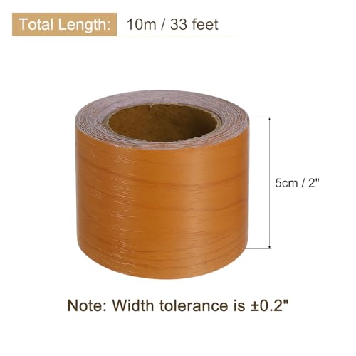 Image of uxcell Wood Grain Tape, 2 inch x33 Ft Self Adhesive Wood Grain Repair Patch for Baseboards, Doors, Floor Repair, Furniture Home Decor Red Cherry