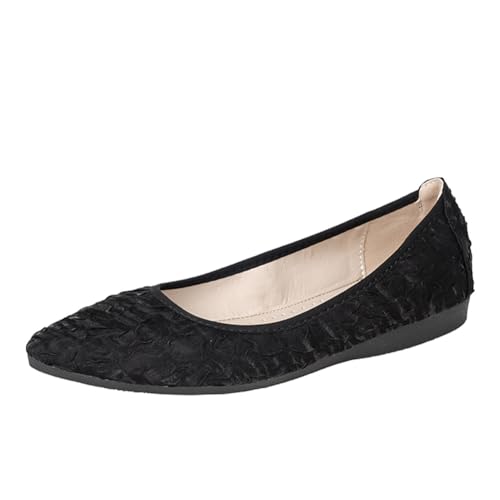 Chaussures plates pour femmes de type ballerines de marche confortables bout pointu noir taille 39