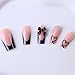 CTTHNBD Medium Press on Nails Coffin - Black French Tip Fake Nails with Bow Charms Design - Heart False Nails Press ons - for Women 24 Pcs