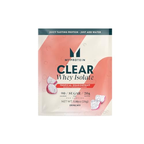 Image of Myprotein Clear Whey Isolate Protein Powder Drink Mix - 5 Count Variety Pack Sampler (Lemonade, Tropical Dragonfruit, Strawberry) - 20g Protein, Sugar Free, Low Calorie, Juicy Protein Water