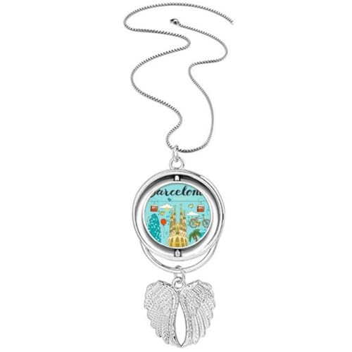 Collier ailes d'ange rotatives Sagrada Familia bijou anti stress