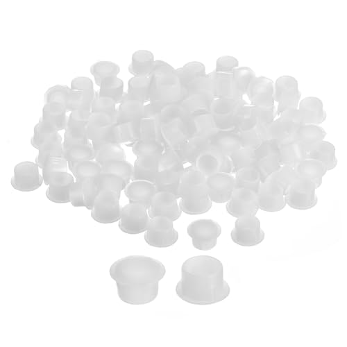 Image of uxcell 200Pcs Screw Hole Plugs, 10mm(3 /8 inch) Dia Plastic Snap in Shelf Button Flush Type Caps for Furniture Cabinet Cupboard, Clear