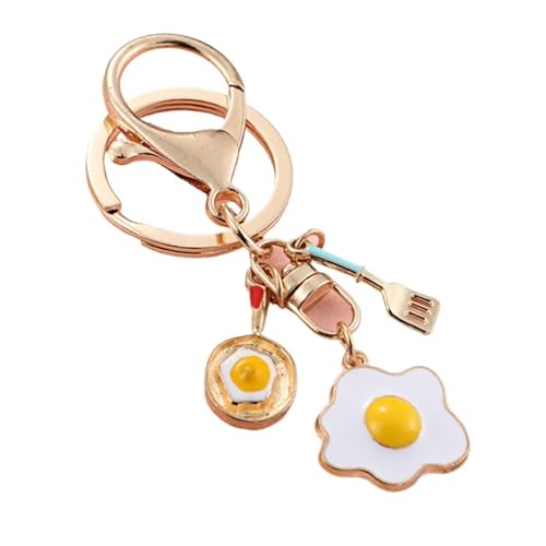 Porte-clés œuf frit pour personnaliser votre sac à main tendance