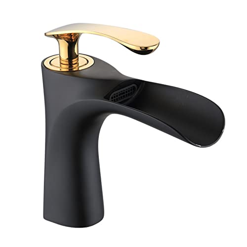 Robinet de salle de bain or brillant en cuivre pur avec bec rotatif à 360 degrés