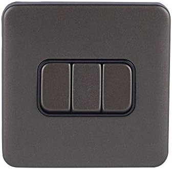 Schneider Electric Lisse Screwless Deco - 3 Gang 2 Way Light Switch, 10AX, GGBL1032BMB, Mocha Bronze with Black Insert