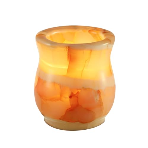 Single Gemstone Tealight Candle Holder, 2.8''x3.1'' Votive Candel Holder Handcrafted from Solid Onyx, Stone Candle Holder for or Weddings Parties, Dinner, Wedding Centerpieces and Home Decor