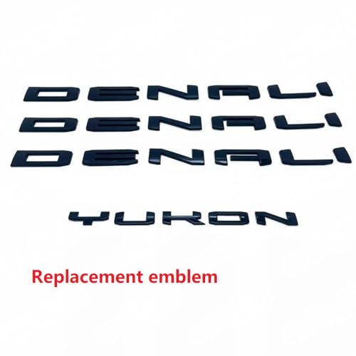 Image of kit 2025-2026 4pack OEM Three Denali Plus Tailgate Yukon Emblem Badge 3D Replacement for Yukon 84828685 Gloss Black