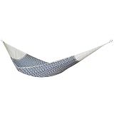 MacaMex Solea L Netzhängematte, luftiges Baumwollnetz, ergonomisch dehnbar, 170 cm breit, 390 cm lang, 100% Handarbeit (Multicolor L) (Nautica, L)