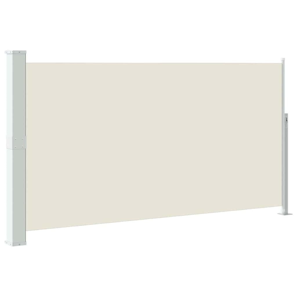 Wysuwana markiza boczna Patio 160x300 cm kremowa, ekran prywatności Poliester odporny na promieniowanie UV, wiatr i słońce, regulowana szerokość do 300 cm, automatyczne zwijanie,