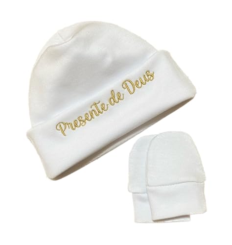Touca para bebê recém-nascido maternidade bordada personalizada com nome (Off white)