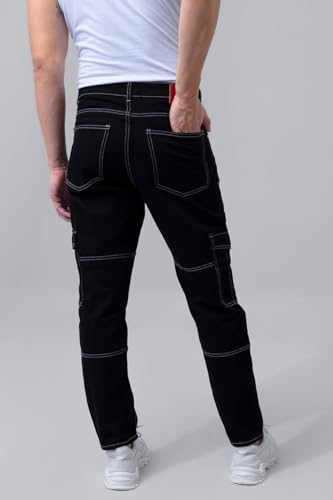Image of SNITCH Men Mid Rise Heft Cargo Baggy Jeans