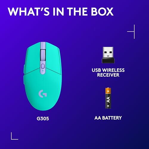 Logitech G305 LIGHTSPEED Wireless Gaming Mouse, Hero 12K Sensor, 12,000 DPI, Lightweight, 6 Programmable Buttons, 250h Battery Life, On-Board Memory, PC/Mac - Mint image 10