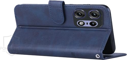 Image of Oppo K13 5G Flip Cover Leather Finish | Inside TPU with Card Pockets | Wallet Stand | Complete Protection Flip Case Blue