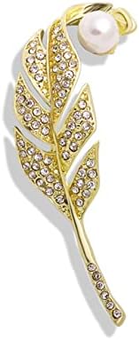 Brooch,Brooches for women,Zircon Brooch,Pearl brooch,Brooch and Pins for Women Men Stainless Steel Leaf/Flower/Feather/Ribbon/Lapel Stick Pin for Hat,Bag,Suit,Dress,Wedding Bridal,Accessories (leaf brooch)