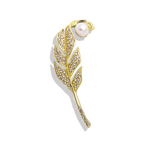 Brooch,Brooches For Women,Zircon Brooch,Pearl Brooch,Brooch And Pins For Women Men Stainless Steel Leaf/Flower/Feather/Ribbon/Lapel Stick Pin For Hat,Bag,Suit,Dress,Wedding Bridal,Accessories (Leaf Brooch) #TOP2