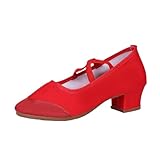 HOBTEC Zapatos de Personaje Negros Slip On X Cross Correa elástica Zapatos de Baile de Personaje for Mujer Salón Salsa Latina(C,40 EU)