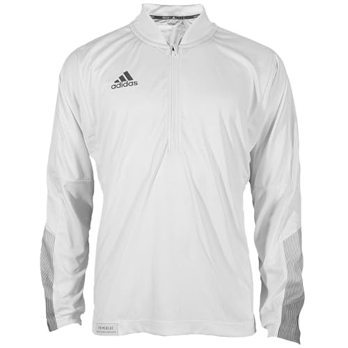 Sudadera Adidas gris XXL de manga larga con cremallera 1/4 para hombre