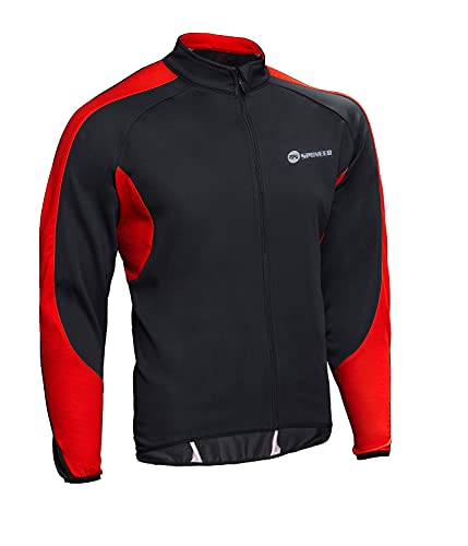 Sponeed Wind Breakers Male Jakcets Windproof Warm Up Bicycle Clothing Shirts Cycle Jerseys Xl Size Black-Red #TOP2