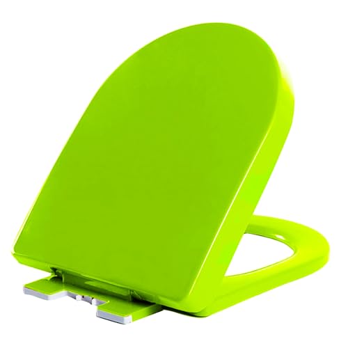 Asiento de Inodoro de PP con Cierre Suave y Lento, Tapa WC Universal Forma D, Tapa de Inodoro, Liberación Rápida, Fácil Montaje y Limpieza, Soporta Hasta 150kg, 44.5x36cm, Verde
