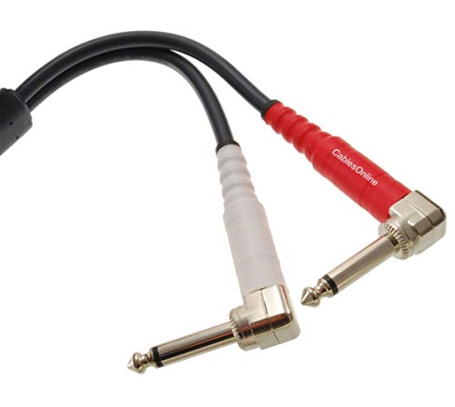 Cable de audio estéreo 3.5mm a 2x 1/4" 6ft negro miniatura 3