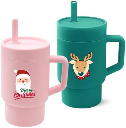 DLOCCOLD Silicone Straw Cup, Adorable Miniature Tumbler with Straw Handle, Tumbler Cup, 10oz, Easy to Clean