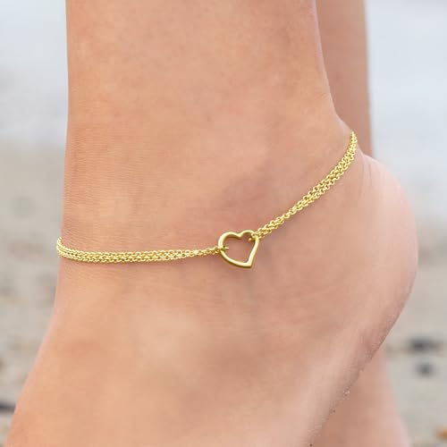 Ross-Simons 14kt Yellow Gold 2-Strand Heart Anklet. 10 inches - Image 7