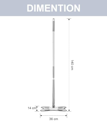 Image of Raxon Innovation Hands-Free Squeeze Mop for Floor Cleaning| Flat Squeeze Magic Mop with Telescopic Stick, Two Reusable Microfibre Pad Steel Fiber Ru Wet PVA Mop (X-MOP)