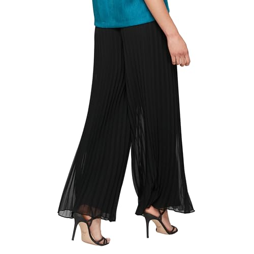 Image of Alex Evenings Womens Wide Leg Chiffon Dress Pant for Mother of The Bride, Elegant Party Outfit (Petite and Regular Sizes)