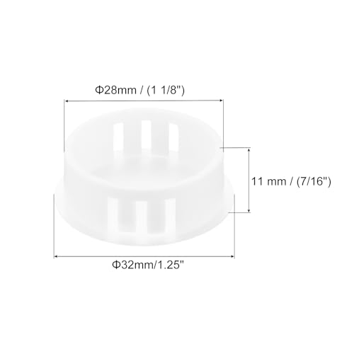 Image of MECCANIXITY 64PCS 28mm /1.1 inch White Plastic Hole Plugs, Flush Type Panel Hole Plugs Insert End Caps for Locking Hole Tubes Furniture Cabinet