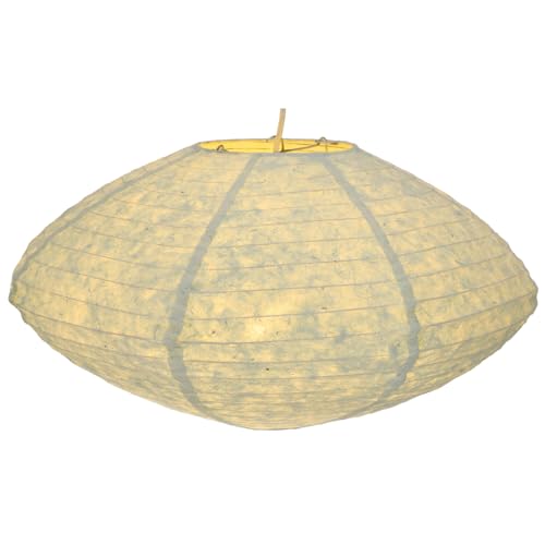 GURU SHOP Lokta - Lámpara de techo plana de papel, diseño bohemio, 43 cm de diámetro, color verde lima