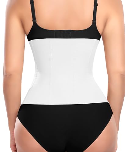 Image of Werena Short Torso Waist Trainer for Women Underbust Corset Shapewear Tummy Control Waist Cincher Body Shaper Workout Sports Girdle(A# White(Height: 9.5 inch inch), Large)