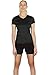 icyzone Workout Shirts Yoga Tops Activewear V-Neck T-Shirts for Women Running Fitness Sports Short Sleeve Tees (L, Black/Granite/Blue)